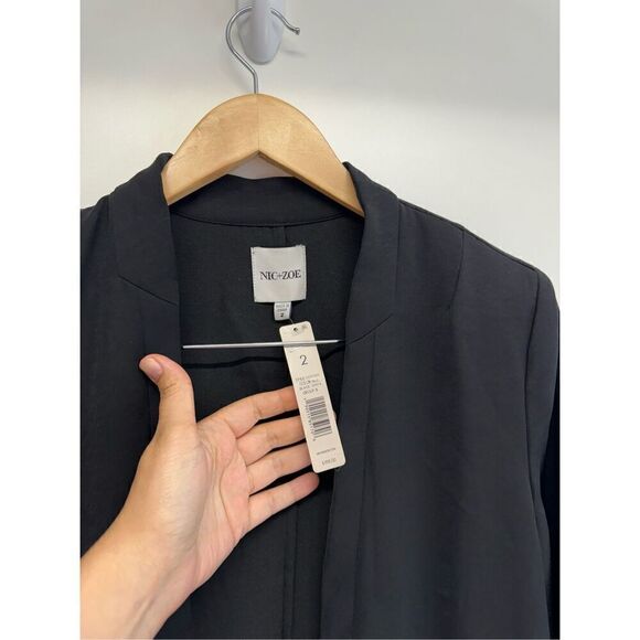 Nice+Zoe Smart Look Blazer Black Size 2 Black 3/4 Sleeve Mordern Style NEW - Picture 8 of 11